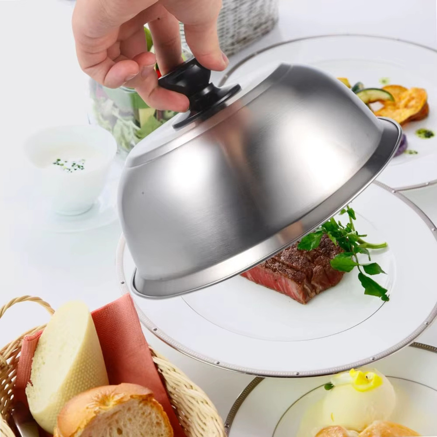 FEB.WIND Edelstahl Bratpfannen Deckel Dome Abdeckung in Silber zum Schmelzen von Käse und für Burger - Bild 2