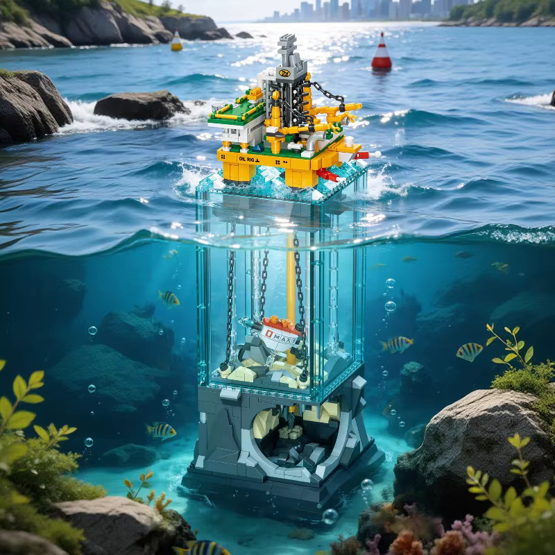 Wange Technik-Serie Halbunterwasser-Bohrplattform, Modellbausatz, Konstruktionsbausteine, 1.064 Teile - Bild 2