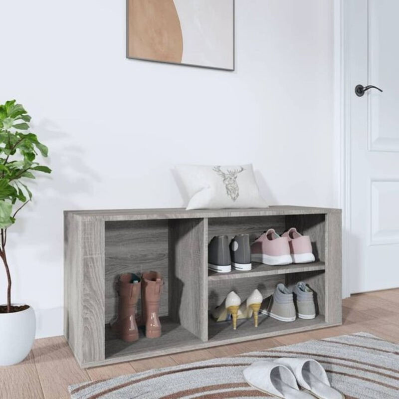 Vidaxl Schuhregal Modern in Grau aus Holzwerkstoff, B/T/H: 100 x 35 x 45 cm - Bild 1