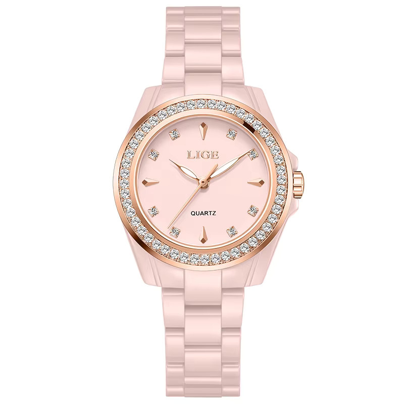 LIGE Armbanduhr, Keramik, Diamant, Quarz, Roségold, Damen - Bild 4