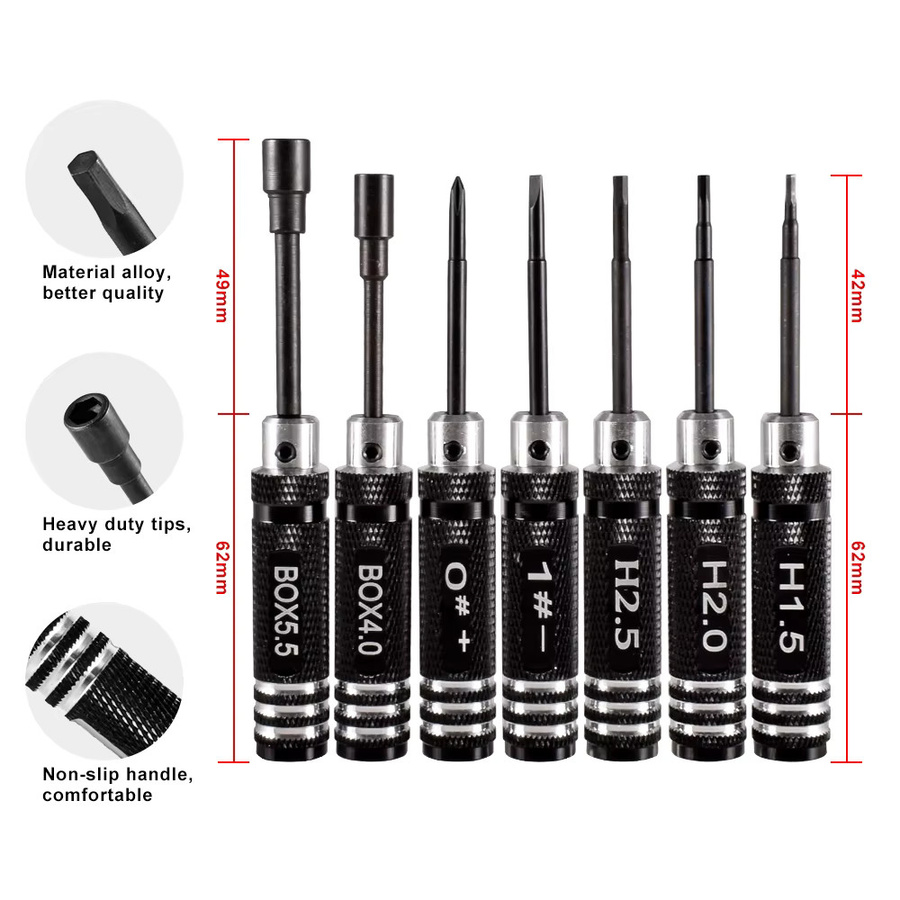 9imod Sechskant-Treiber, RC Reparatur Werkzeuge Kit, 7-teiliges Set - Bild 3