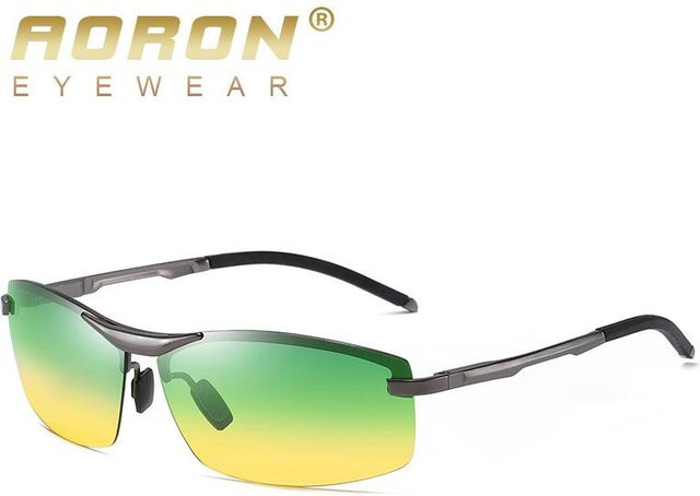 AORON Sonnenbrille, randlos, rechteckig, Metall, grau, Herren, polarisiert - Bild 1