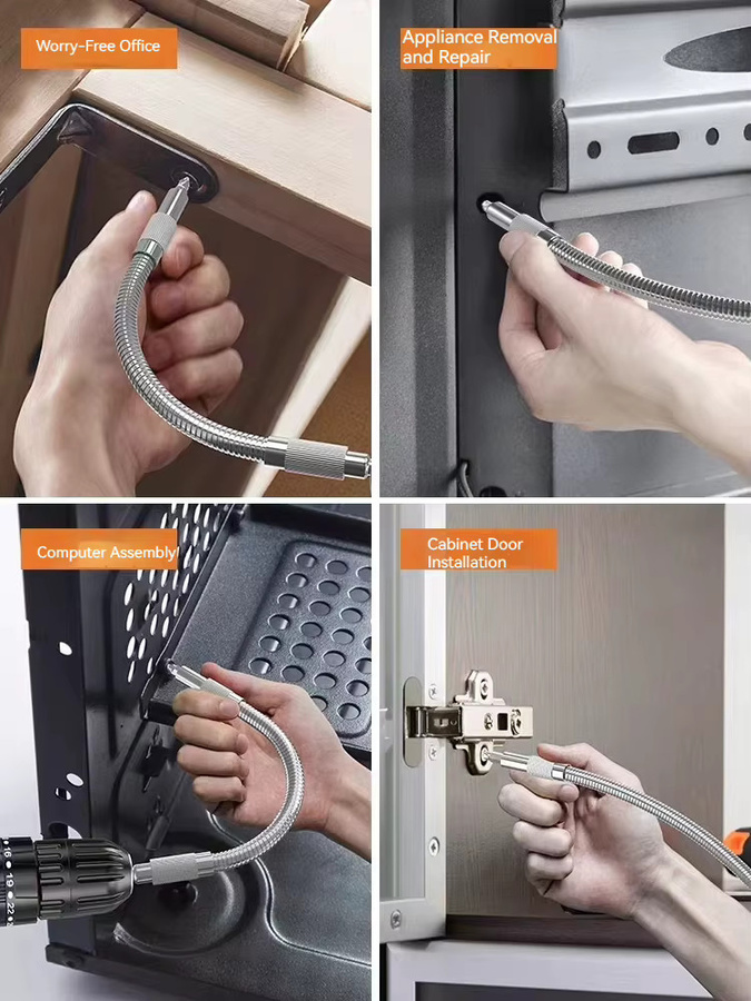 Flexible Verlängerungsstange für Steckschlüssel Scimaker, Universal Wellenatz mit 1/4 Zoll Antrieb, Farbe: Silber - Bild 5
