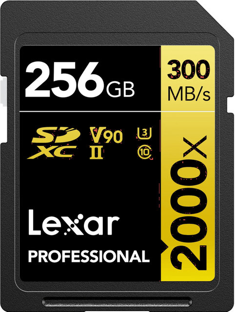 Lexar Professional SDXC 2000x Gold Speicherkarte, 256 GB, 260 MB/s, Schwarz/Gold - Bild 1