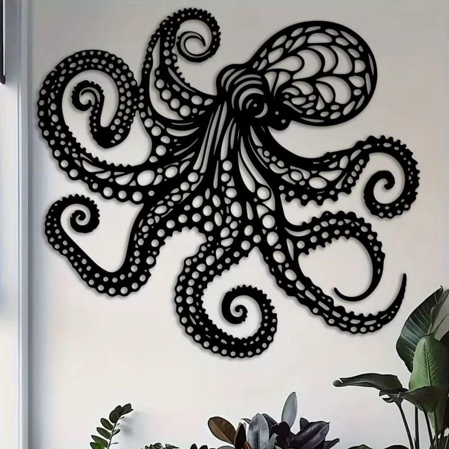 CIFBUY Metall-Oktopus-Wandskulptur in Schwarz, Nautische Dekoration im viktorianischen Gotik-Stil - Bild 2