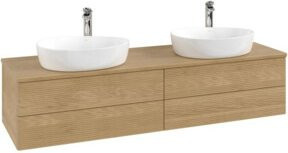 V&B Waschtischunterschrank Antao mit Frontstruktur in Eiche Honig, B/T: 160 x 50 cm - Bild 1