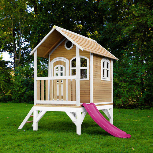 AXI Spielturm Tom aus Holz in Braun, Weiß und Lila mit Rutsche, B/H/T: 287 x 231 x 191 cm - Bild 3