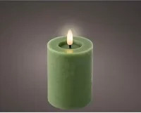 LUMINEO LED Kerze in Grün mit Flicker-Effekt und Timer, runde Wachssäule, Durchmesser: 7 cm, Höhe: 11,2 cm - Bild 1