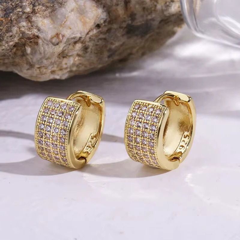 YoYo Creolen, 4-reihig, Zirkonia, Silber, Gold, Unisex - Bild 2