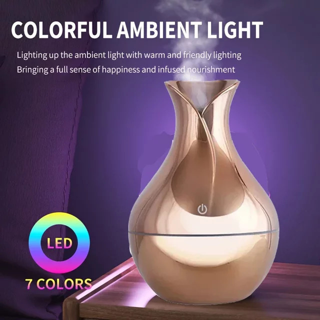 DELIXING USB Elektrischer Ultraschall Aroma Diffusor und Luftbefeuchter mit 7-Farben-LED-Licht in Weiß - Bild 1