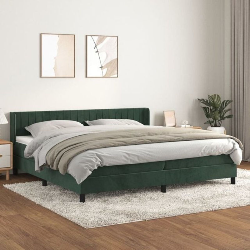Vidaxl Boxspringbett mit Matratze aus Samt in Grün, B/T/H: 200 x 200 x 88 cm - Bild 1