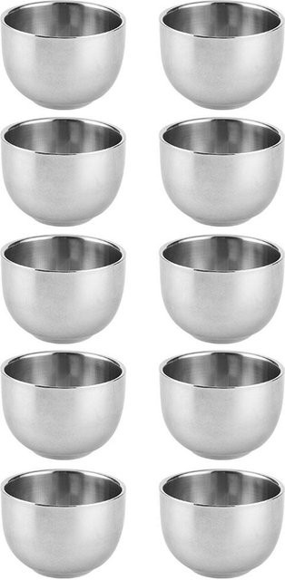 10er Set CosyHome Wasserbecher aus doppelschichtigem 304 Edelstahl in Weiß und Silber - Bild 1