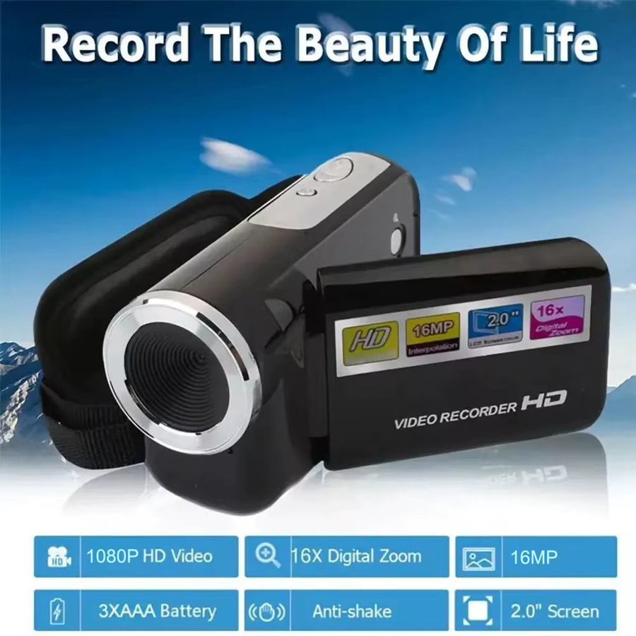 Virwir Tragbare Digitalkamera in Schwarz mit 16MP, 1080P Full HD und 2 Zoll HD-Display für Sicherheitsüberwachung und Videoaufnahmen - Bild 6