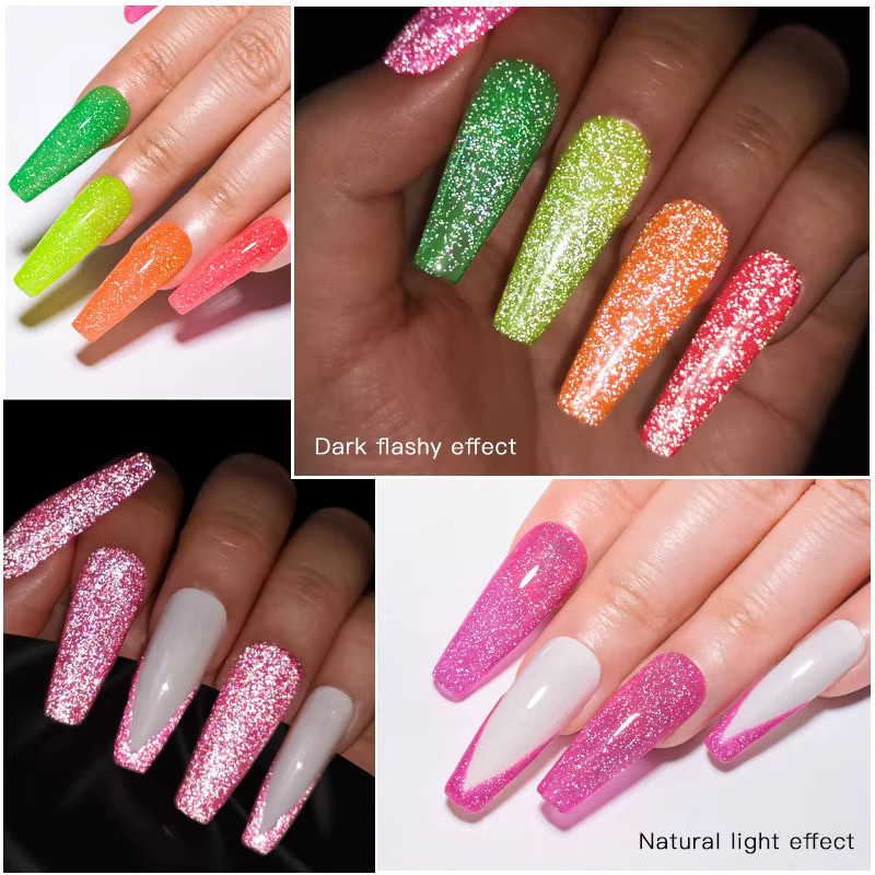 MEET ACROSS Glitzer-Gel-Nagellack, Neonfarbe, glänzend - Bild 5