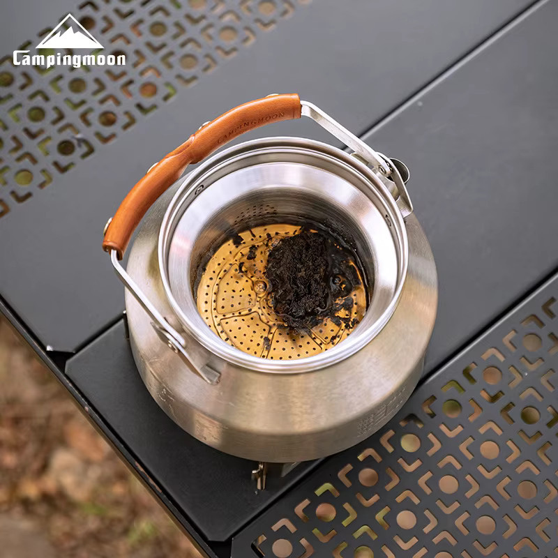 CAMPINGMOON Outdoor SW-1V Wasserkocher mit Teefach und Teesieb aus Edelstahl in Silber - Bild 2