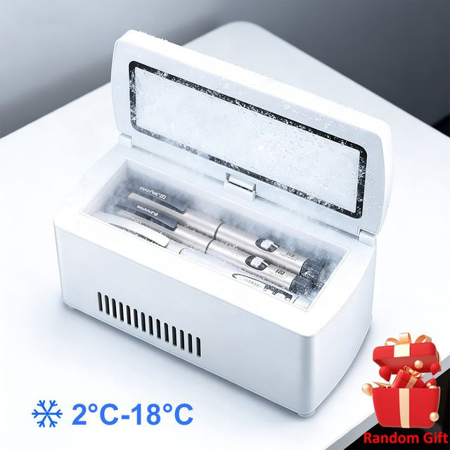 Tragbare Mini-Kühlbox von SALORIE in Weiß mit USB-Aufladung und Thermostat für Medikamente, Insulin und Wachstumshormone - Bild 1