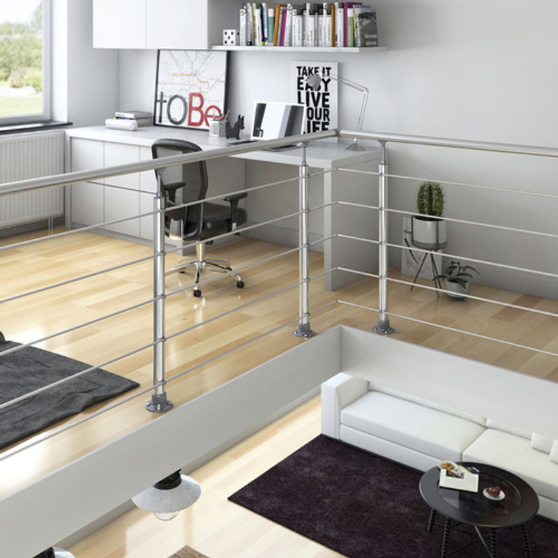 DOLLE Geländersystem Prova Geländer-Komplettset für Bodenmontage in Aluminium und Edelstahl, Farbe: silberfarben, H x B: 100 x 150 cm - Bild 2