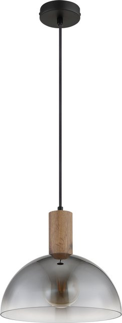 GLOBO Lighting Hängeleuchte ROMY in Mattschwarz und Dunkelbraun mit Glas und Holz, Höhe: 120 cm, Durchmesser: 30 cm, E27 - Bild 1