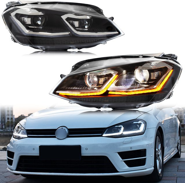 LED-Scheinwerfer Projektor Frontlampen-Baugruppe für Volkswagen VW Golf 7 Golf VII 2013–2017 TSI TDI in Schwarz - Bild 1