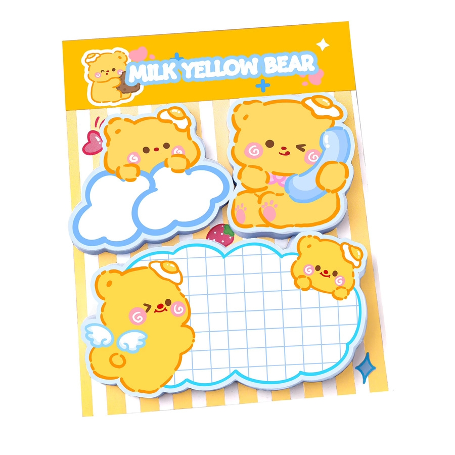 Gif Haftnotizen Custard Bär Set mit Memo Pads und Aufklebern in Gelb - Bild 4