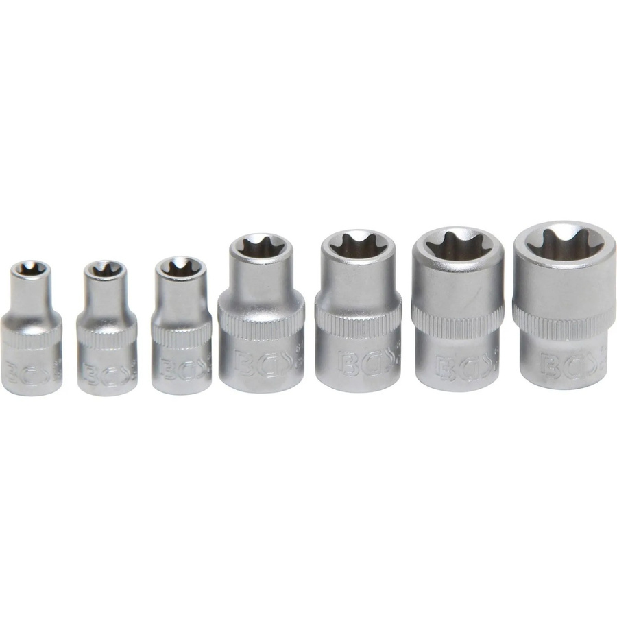 BGS Steckschlüssel-Einsatz-Satz E-Profil aus Chrom-Vanadium, 7-teilig, Silber, Antrieb 1/4 Zoll (6,3 mm), SW E6 - E16 - Bild 2