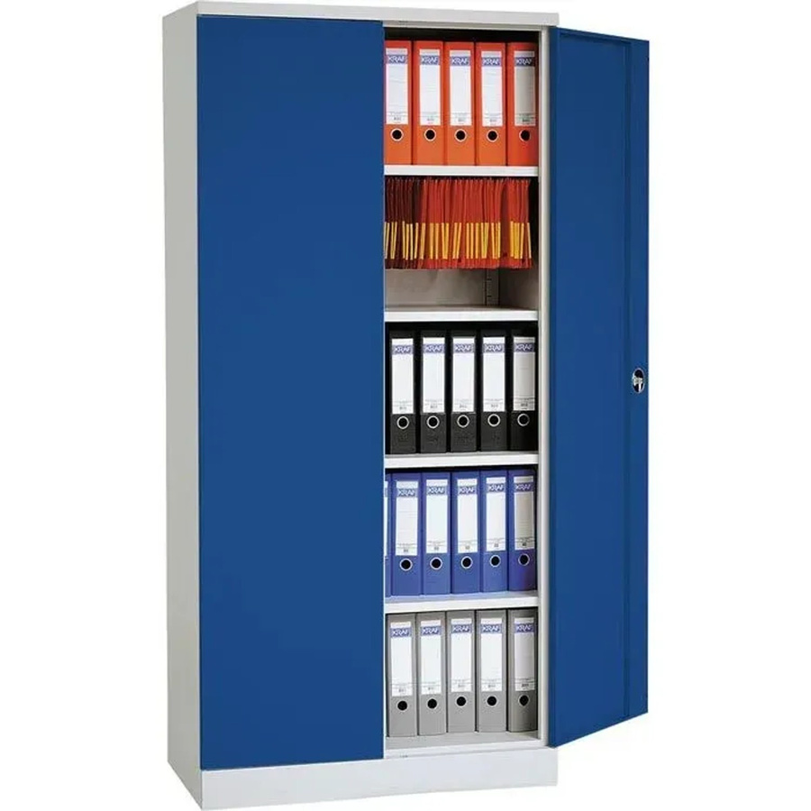 PROREGAL Flügeltürenschrank Badger mit 4 Fachböden in Grau-Blau lackiert, H x B x T: 195 x 120 x 42 cm - Bild 2