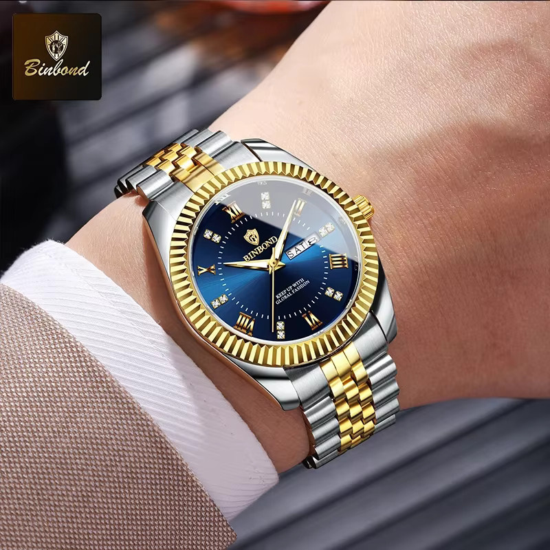 BINBOND Armbanduhr, Quarz, Edelstahl, Blau, Herren - Bild 6