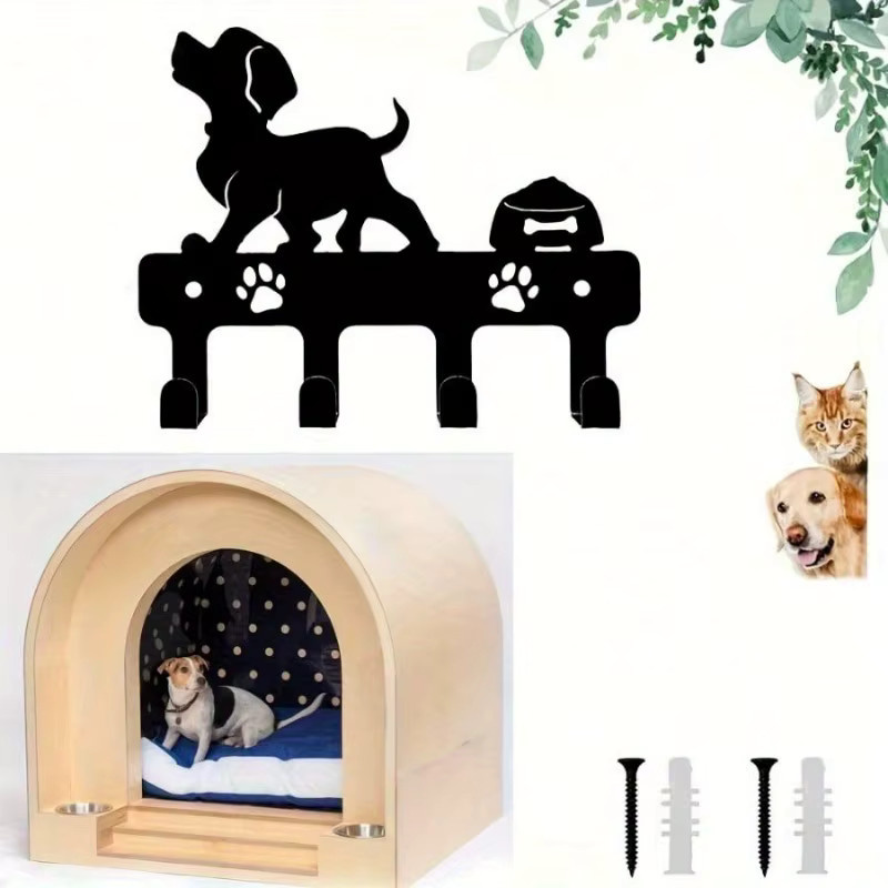 CIFBUY Wandaufbewahrung aus Metall in Schwarz für Hunde als Schlüssel- und Handtuch-Organizer - Bild 4