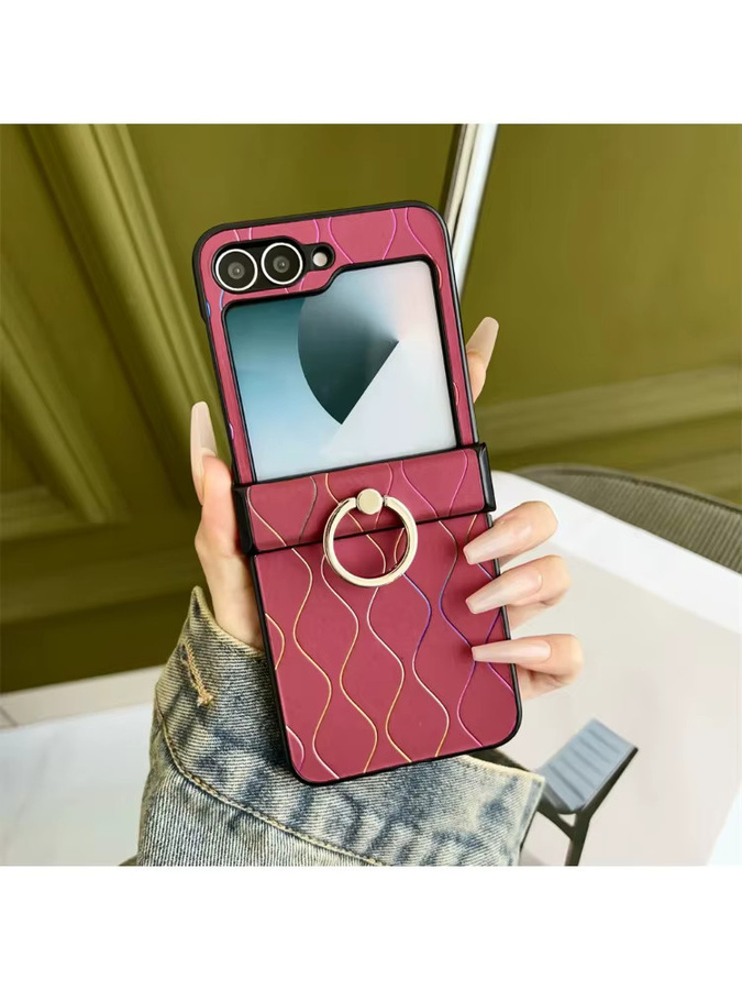 Samsung Galaxy Z Flip Schutzhülle mit Fingerring-Halter und Wellenmuster in Pink und Multicolour - Bild 4