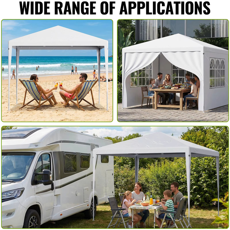 LOEFME Outdoor-Pavillon Markisenzelt für 6-8 Personen, wasserdicht und winddicht mit UV-Sonnenschutz und abnehmbaren Seitenwänden, B/T: 400 x 300 cm, grau/weiß - Bild 4