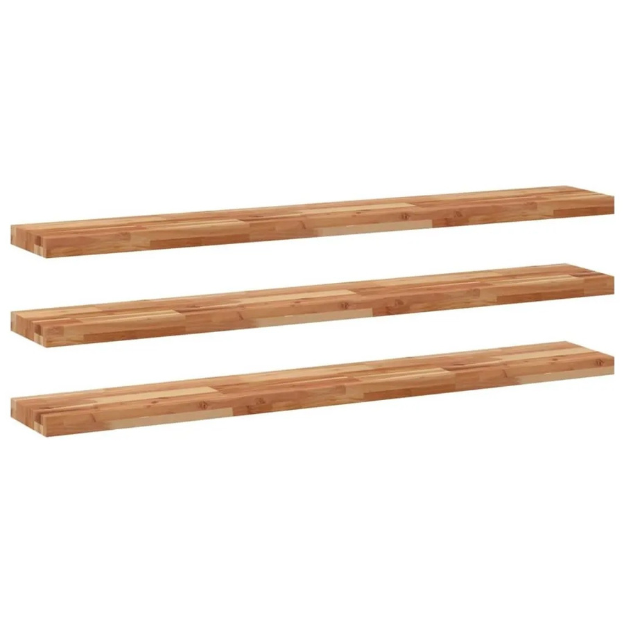 3er Set vidaXL Schweberegale aus Massivholz Akazie, Ölbehandelt, Braun, B: 140 cm, T: 20 cm, H: 4 cm - Bild 2
