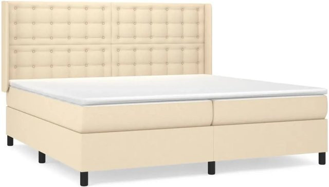 vidaXL Boxspringbett Hybrid mit Matratze und Kopfteil in Creme, B/T: 200 x 200 cm - Bild 1