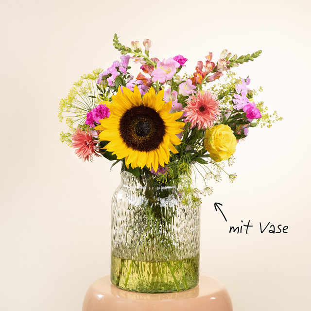 BLUME2000 Isabell Arrangement mit Lieblings-Vase L yellow pink lightpink - Bild 1