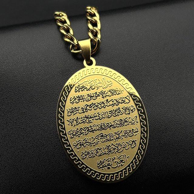 AFAWA Halskette, Medaillen-Anhänger, Edelstahl, Gold, Unisex - Bild 1