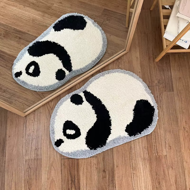 VIKAMA Panda-Teppich in Weiß, weich und rutschfest, oval - Bild 3
