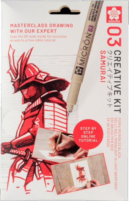 SAKURA Kreativ-Set Samurai mit Pinseln und Tinte in Schwarz, Grau, Rot und Mehrfarbig - Bild 1