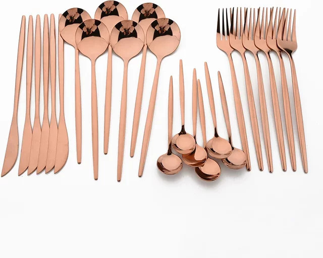 PINKTEN Besteckset aus Edelstahl in Rose Gold, poliertes Messer Gabel Löffel Set - Bild 1