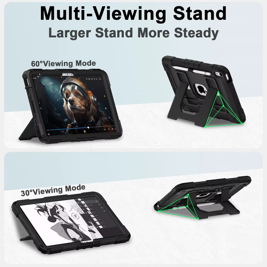 Cnaouey Tablet-Hülle für iPad 10., 11., 12. Generation, Air 5, Air 11, Air 13, Mini 7, 6 sowie iPad 10.2, 9., 8., 7. Generation mit Standfunktion in Schwarz - Bild 3