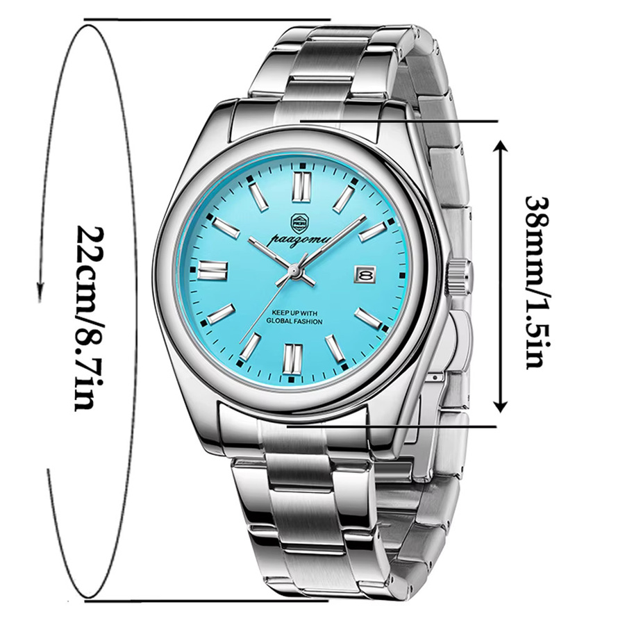 PAAZOMU Armbanduhr Edelstahl, Quarz, Blau, Herren - Bild 3
