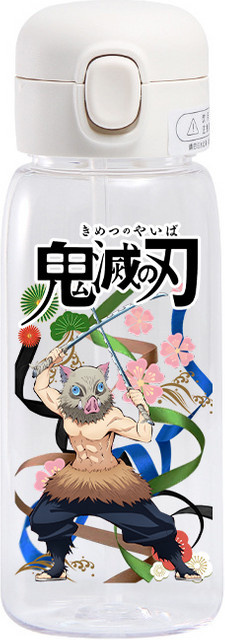 Bandai Demon Slayer Trinkbecher mit Strohhalm aus transparentem Kunststoff für Kinder, Kamado Nezuko und Tanjirou Design, 400 ml oder 600 ml - Bild 1