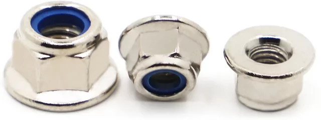 SZYANGYI Selbstsichernde Flanschmuttern aus Nickel-Stahl mit Nylon-Einsatz in Silber für M3 M4 M5 M6 M8 - Bild 1