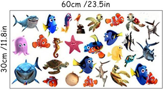 Binchi Outdoor Product Badezimmer Fliesenaufkleber mit Seestern, Fisch, Schildkröte und Hai aus Vinyl in Mehrfarbig für Kinderzimmer und Wanddekoration - Bild 1