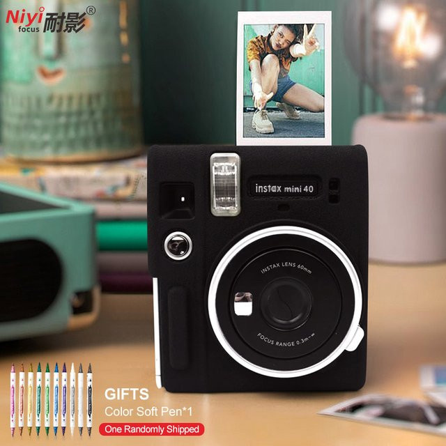 Fujifilm Instax Mini 40 Kamera Tasche aus weichem Silikon in Schwarz, wasserdicht und staubdicht - Bild 1