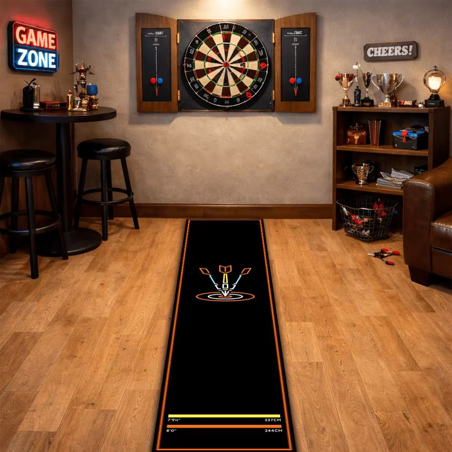 VIKAMA Professionelle Dart-Matte mit Wurflinien, rutschfest und verschleißfest, Schwarz, Breite: 260 cm - Bild 3