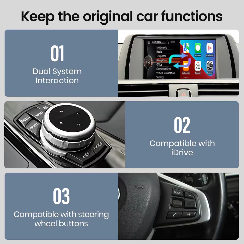 Junsun Wireless CarPlay und Android Auto Interface Modul für BMW X5 F15 F85 X6 F16 F86 (2014-2019) mit Bluetooth und Mirror Link AirPlay in Schwarz - Bild 5