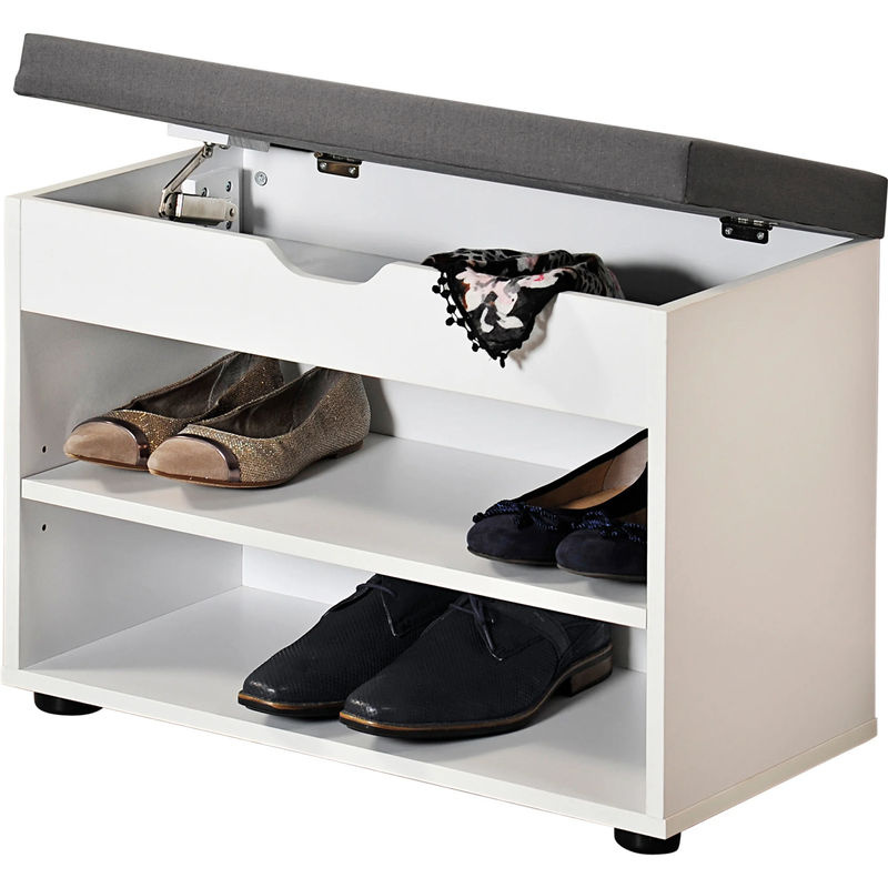 Kesper Schuhschrank mit Sitzkissen in Weiß und Grau, B/H/T: 30 x 45 x 150 cm - Bild 6