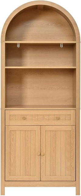 Merax Hochschrank mit Bogenfront in Braun für Küche und Wohnzimmer, H x B x T: 180 x 40 x 76 cm - Bild 1
