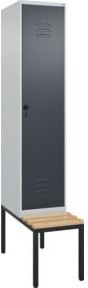 C+P Spind Classic PLUS Garderobenschrank mit Sitzbank, 1 Abteil, Grau, B/T/H: 212,0 x 40,0 x 81,5 cm - Bild 1