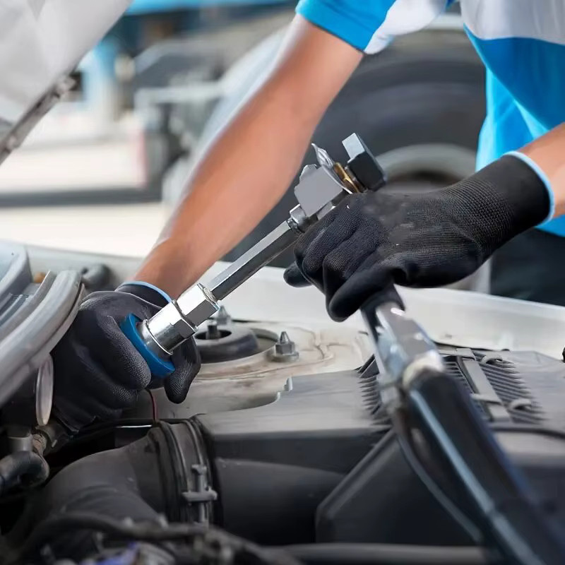 20 Stück schwarze PU-beschichtete Nylon-Handschuhe, rutschfest und atmungsaktiv für Holzarbeiten, Outdoor und Automobilreparatur - Bild 4