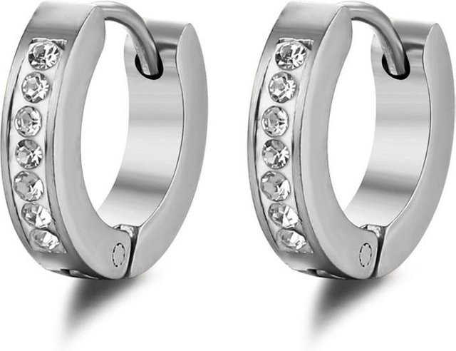 YULIN Creolen Set, Edelstahl, Schwarz & Silber, Unisex - Bild 1